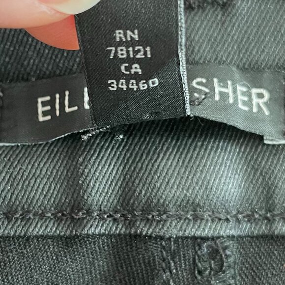 Eileen Fisher 5 Pocket Sleek Coated Waxed Organic Cotton Skinny Jeans Black 8 - Picture 10 of 13